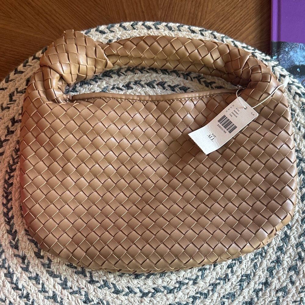 NWT Anthropologie Elegant Tan Woven Handbag